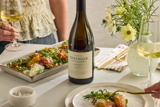 Peach & Almond Crumble with Burrata & Private Reserve Chardonnay