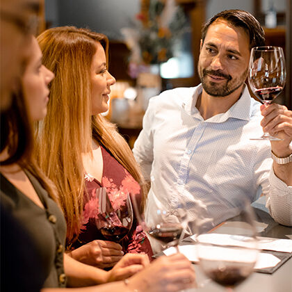 Guests Enjoying Reserve Tasting at the Bar in the Beringer Rhine House