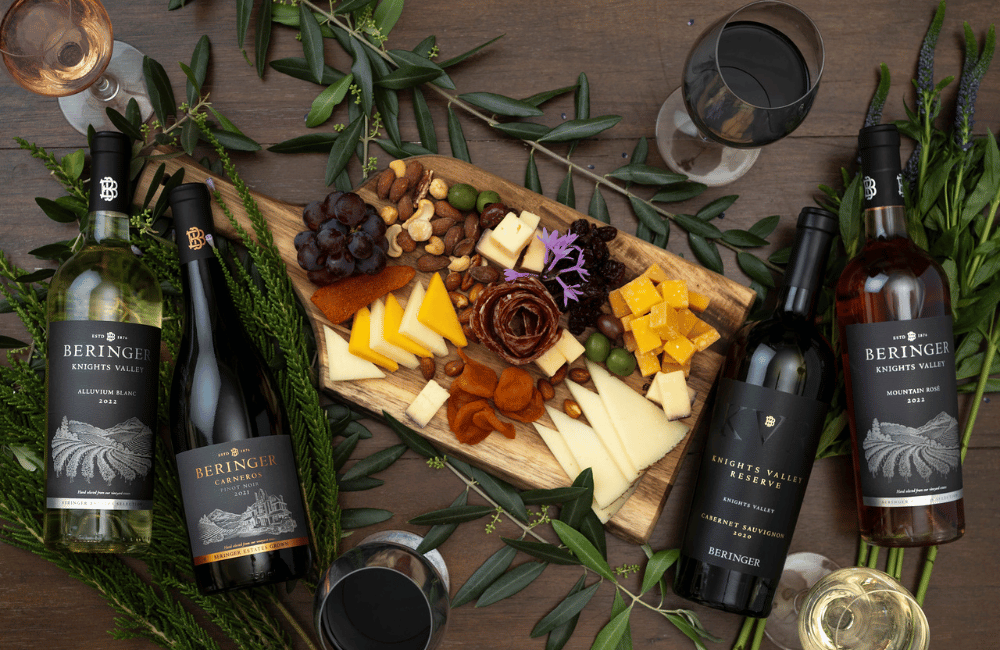 wine and cheese with Beringer wines
