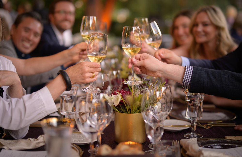 Cheers with Beringer wine