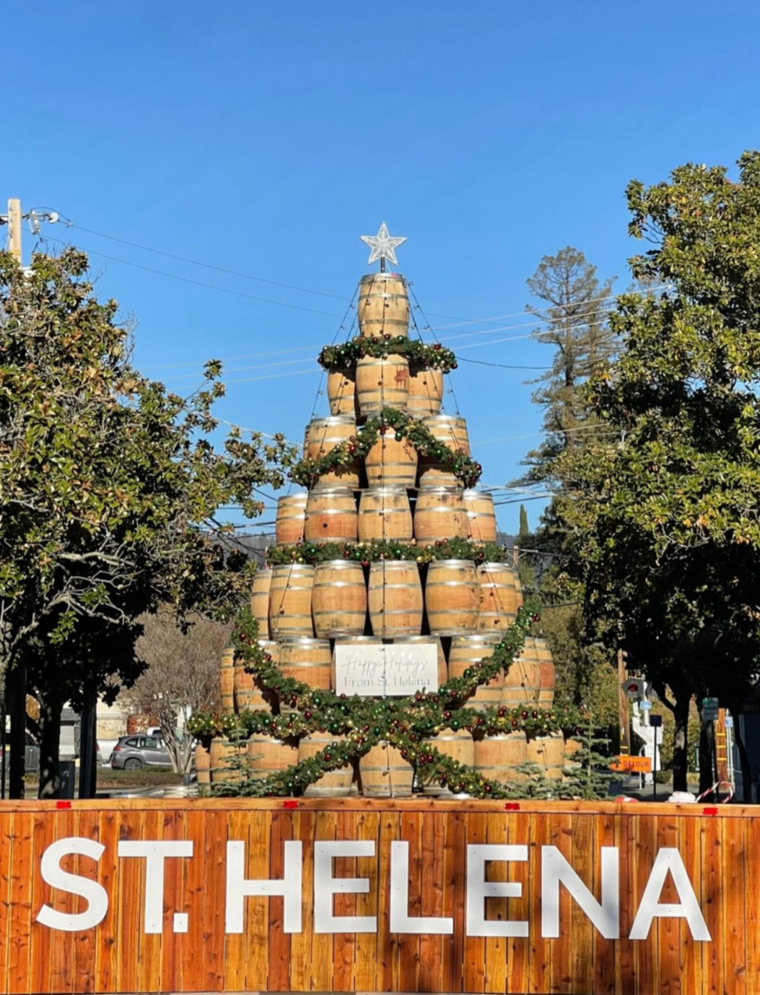 Beringer holiday wine barrel tree