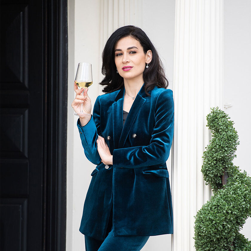 Woman sipping Private Reserve Chardonnay