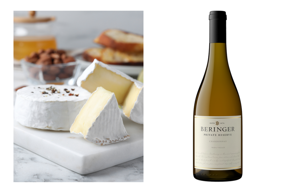brie cheese and private reserve chardonnay