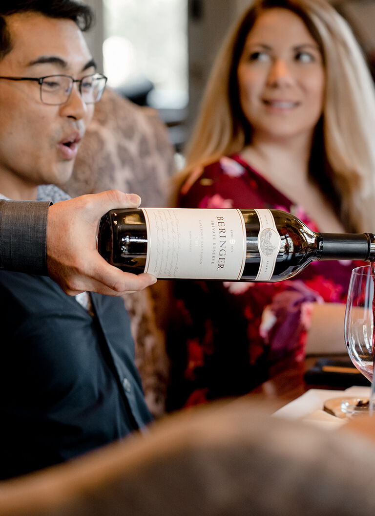 Beringer Private Reserve Napa Valley Cabernet Sauvignon Being Poured for Guests
