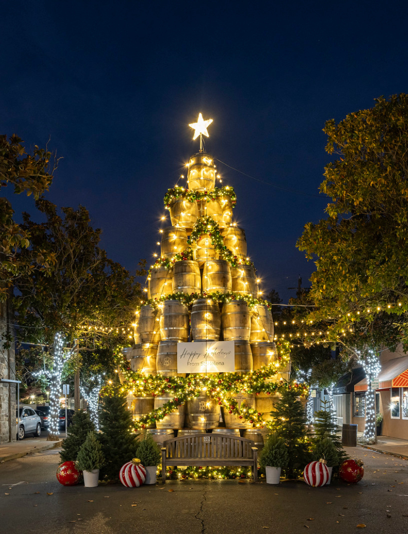 Beringer holiday wine barrel tree