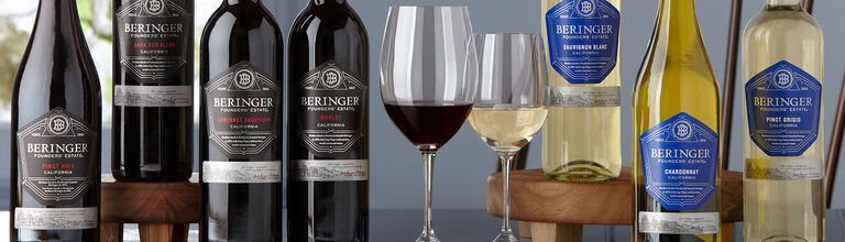 Beringer Founders' Estate Wines: Pinot Noir, Dark Red Blend, Cabernet Sauvignon, Merlot, Sauvignon Blanc, & Chardonnay