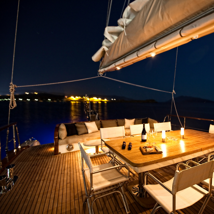 dinner setting on a yacht