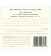 2016 Beringer Bancroft Ranch Howell Mountain Merlot Back Label, image 2