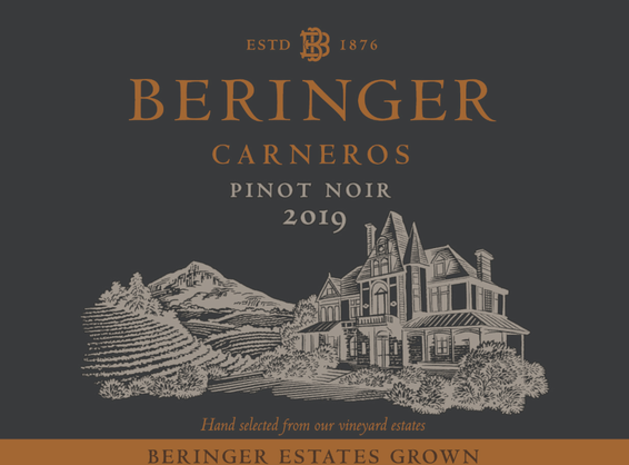 2019 Beringer Winery Exclusive Carneros Pinot Noir Front Label