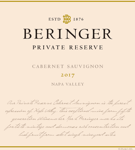 2017 Beringer Private Reserve Cabernet Sauvignon Front Label