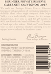 2017 Beringer Private Reserve Cabernet Sauvignon Back Label, image 3