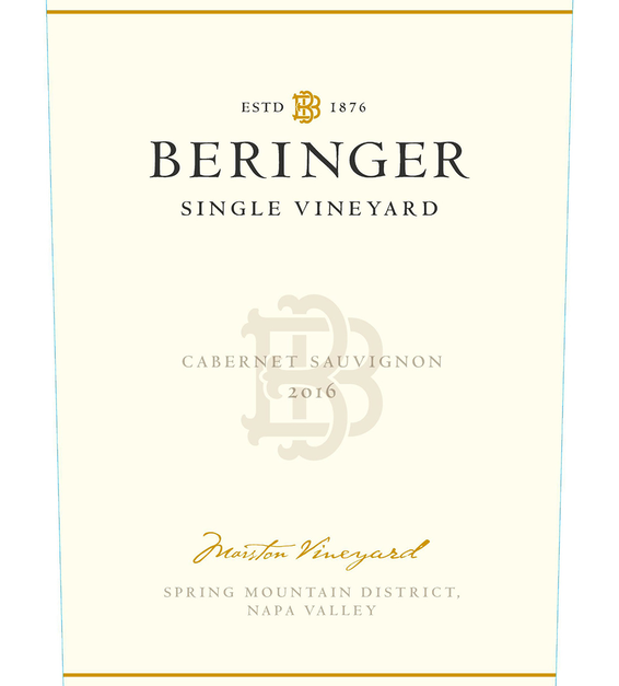 2016 Beringer Marston Ranch Spring Mountain Cabernet Sauvignon Front Label
