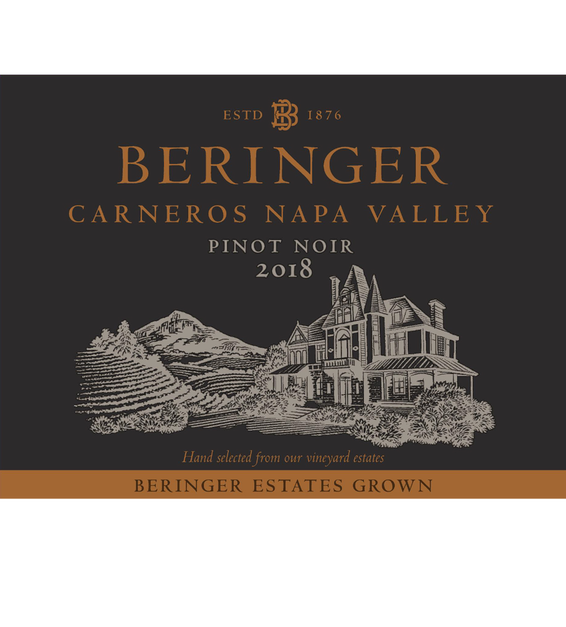 2018 Beringer Winery Exclusive Pinot Noir Front Label